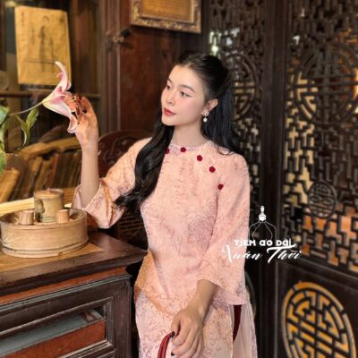 Áo dài Châu Sa dáng suông 4 tà