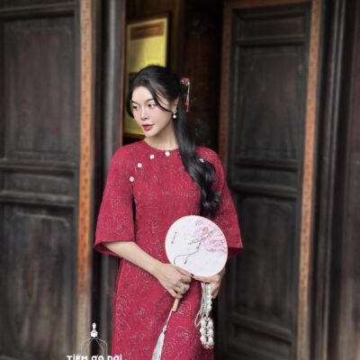 Áo dài Châu Sa dáng suông 4 tà