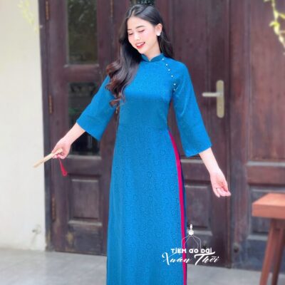 Áo dài Ngọc Cẩm gấm tơ dáng suông
