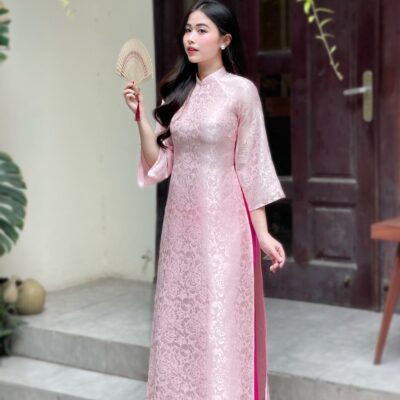 Áo dài Ngọc Cẩm gấm tơ dáng suông