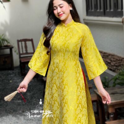 Áo dài Ngọc Cẩm gấm tơ dáng suông