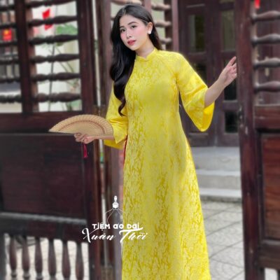Áo dài Ngọc Cẩm gấm tơ dáng suông