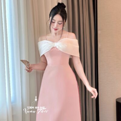 Áo dài Uyển Băng trễ vai