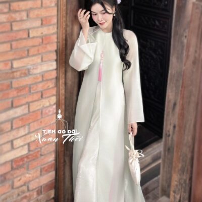 Áo dài Tứ Phủ gấm cao cấp xẻ tà