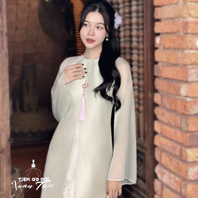 Áo dài Tứ Phủ gấm cao cấp xẻ tà